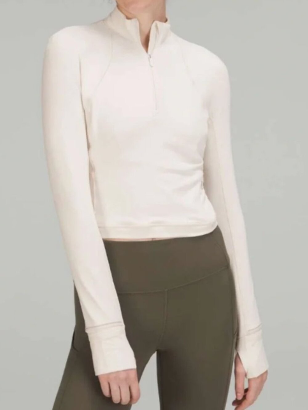 Lululemon Its Rulu Run Cropped Half Zip in White Opal size 6